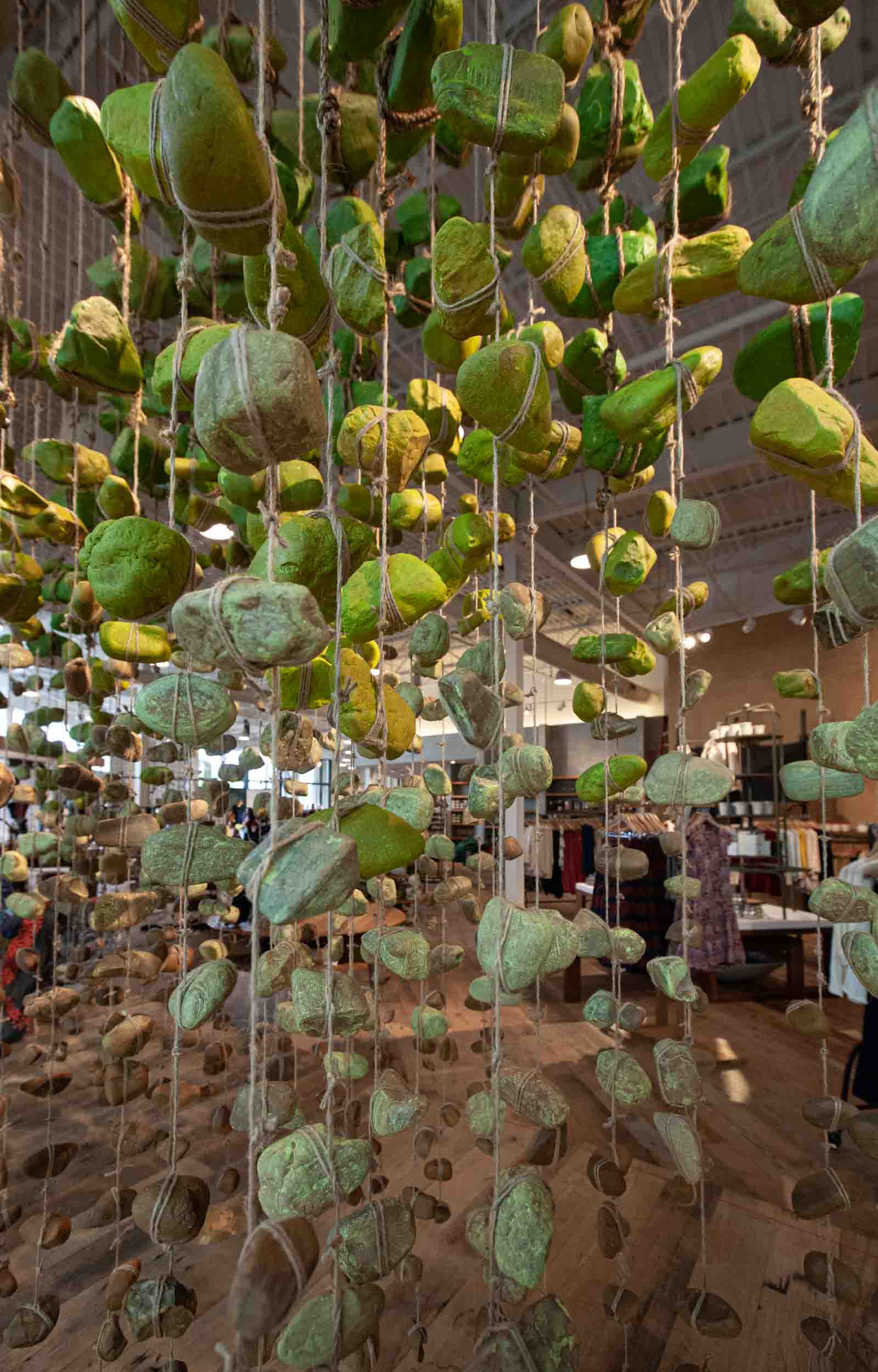 Suspended Rock Window Display at Anthropologie